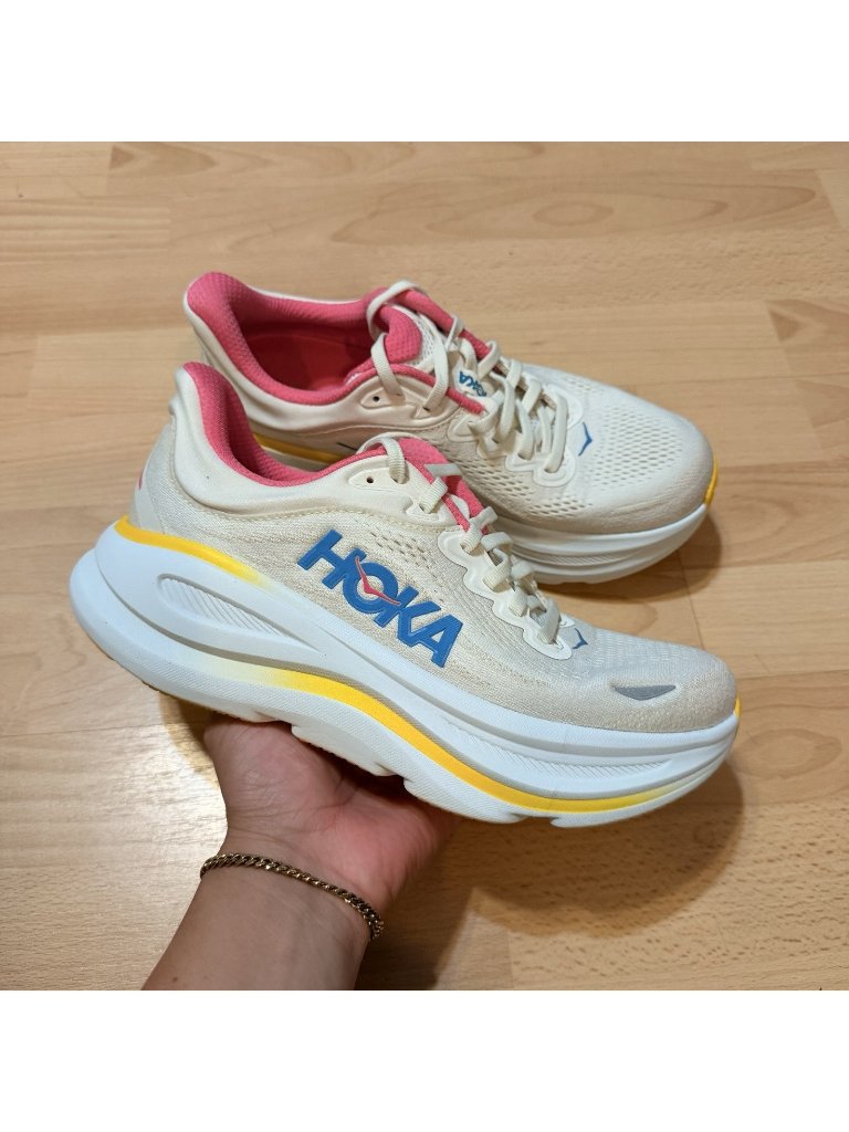 Hoka One One Bondi 9 Ivory Pink Womens 8 B Cushioned Running Walking Sneaker